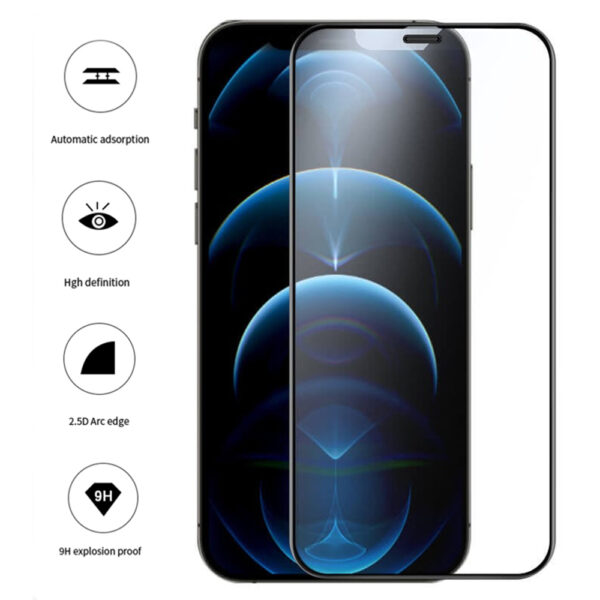 Folie COMANDO Ultra Thin Proof compatibila cu Apple iPhone 12 Pro, Rezistenta ridicata la socuri, Acoperire completa a ecranului, Lipici adeziv pe intreaga suprafata, 0,3 mm, Cadru negru - 3