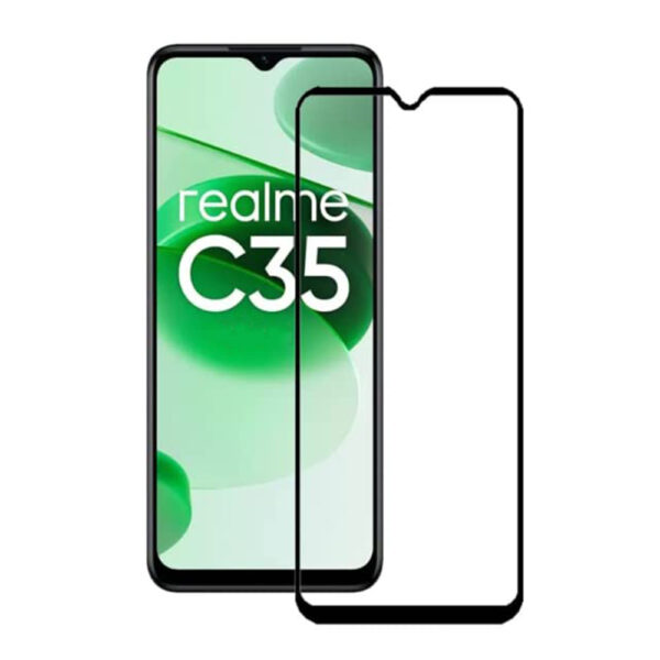 Folie COMANDO Ultra Thin Proof compatibila cu Realme C35, Rezistenta ridicata la socuri, Acoperire completa a ecranului, Lipici adeziv pe intreaga suprafata, 0,3 mm, Cadru negru