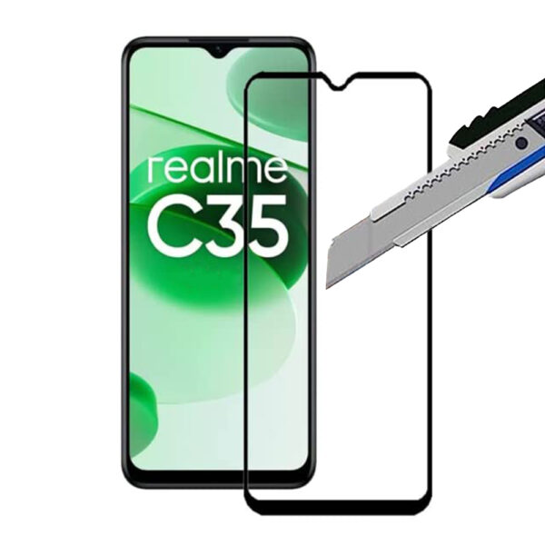 Folie COMANDO Ultra Thin Proof compatibila cu Realme C35, Rezistenta ridicata la socuri, Acoperire completa a ecranului, Lipici adeziv pe intreaga suprafata, 0,3 mm, Cadru negru - 2