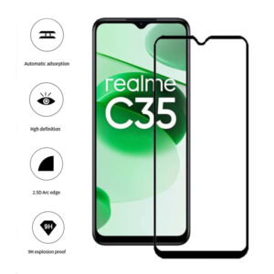 Folie COMANDO Ultra Thin Proof compatibila cu Realme C35, Rezistenta ridicata la socuri, Acoperire completa a ecranului, Lipici adeziv pe intreaga suprafata, 0,3 mm, Cadru negru - 3