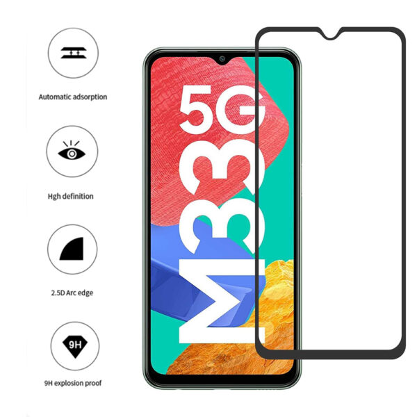 Folie COMANDO Ultra Thin Proof compatibila cu Samsung Galaxy M33 5G, Rezistenta ridicata la socuri, Acoperire completa a ecranului, Lipici adeziv pe intreaga suprafata, 0,3 mm, Cadru negru - 3