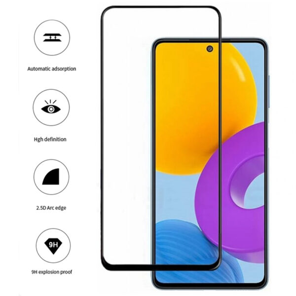 Folie COMANDO Ultra Thin Proof compatibila cu Samsung Galaxy M53, Rezistenta ridicata la socuri, Acoperire completa a ecranului, Lipici adeziv pe intreaga suprafata, 0,3 mm, Cadru negru - 3