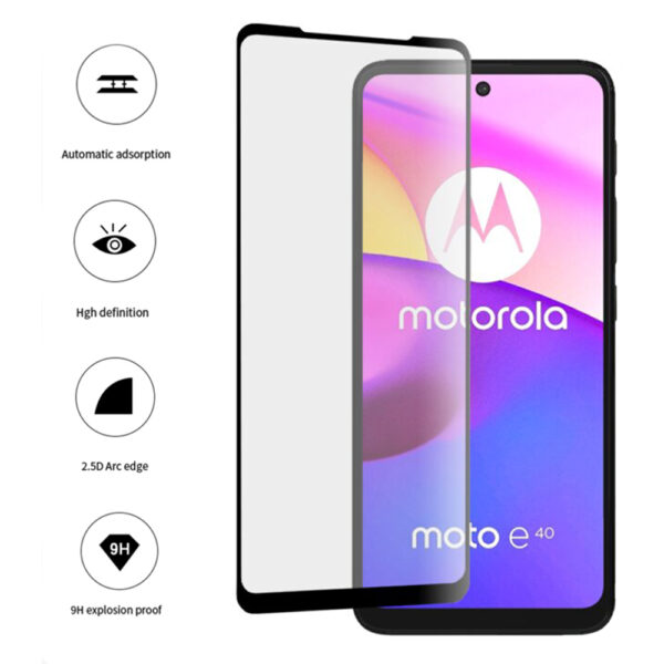 Folie COMANDO Ultra Thin Proof compatibila cu Motorola Moto E40, Rezistenta ridicata la socuri, Acoperire completa a ecranului, Lipici adeziv pe intreaga suprafata, 0,3 mm, Cadru negru - 3