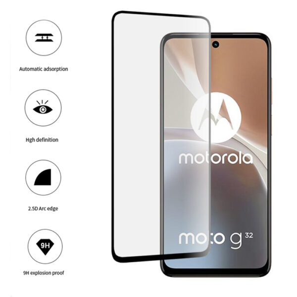 Folie COMANDO Ultra Thin Proof compatibila cu Motorola Moto G32, Rezistenta ridicata la socuri, Acoperire completa a ecranului, Lipici adeziv pe intreaga suprafata, 0,3 mm, Cadru negru - 3