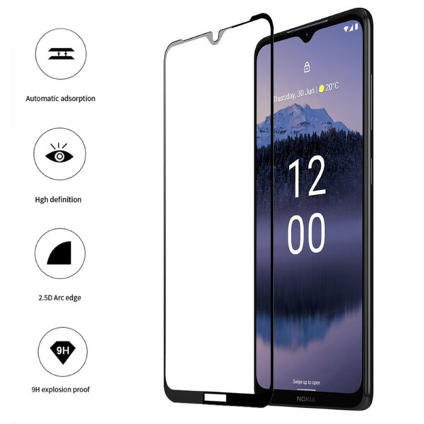 Folie COMANDO Ultra Thin Proof compatibila cu Nokia G11, Rezistenta ridicata la socuri, Acoperire completa a ecranului, Lipici adeziv pe intreaga suprafata, 0,3 mm, Cadru negru - 3