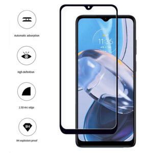 Folie COMANDO Ultra Thin Proof compatibila cu Motorola Moto E22, Rezistenta ridicata la socuri, Acoperire completa a ecranului, Lipici adeziv pe intreaga suprafata, 0,3 mm, Cadru negru - 3