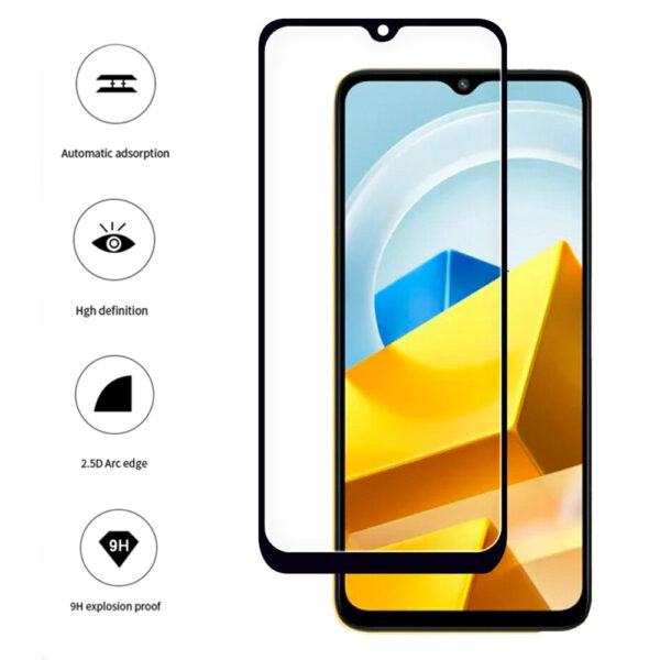 Folie COMANDO Ultra Thin Proof compatibila cu Xiaomi Poco M5, Rezistenta ridicata la socuri, Acoperire completa a ecranului, Lipici adeziv pe intreaga suprafata, 0,3 mm, Cadru negru - 3