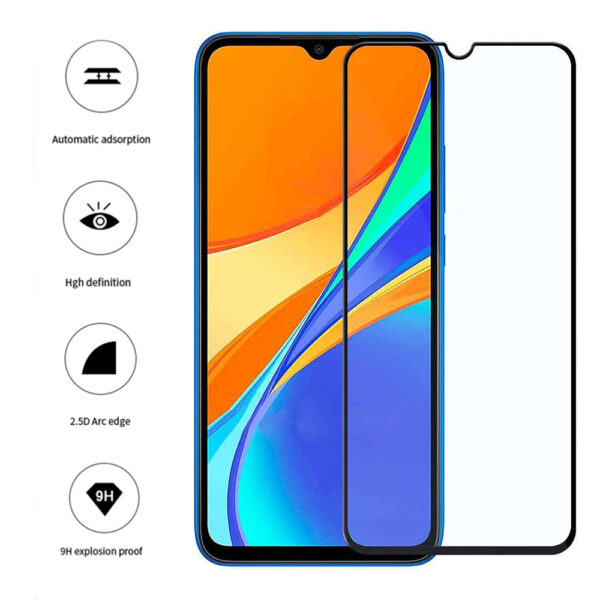 Folie COMANDO Ultra Thin Proof compatibila cu Xiaomi Redmi 9C, Rezistenta ridicata la socuri, Acoperire completa a ecranului, Lipici adeziv pe intreaga suprafata, 0,3 mm, Cadru negru - 3