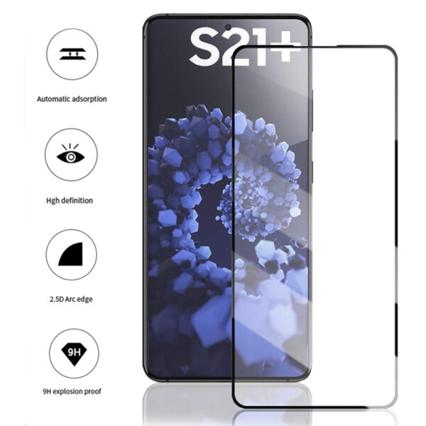 Folie COMANDO Ultra Thin Proof compatibila cu Samsung Galaxy S21 Plus, Rezistenta ridicata la socuri, Acoperire completa a ecranului, Lipici adeziv pe intreaga suprafata, 0,3 mm, Cadru negru - 3