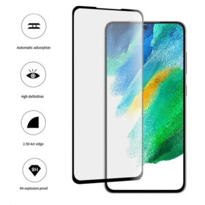 Folie COMANDO Ultra Thin Proof compatibila cu Samsung Galaxy S21, Rezistenta ridicata la socuri, Acoperire completa a ecranului, Lipici adeziv pe intreaga suprafata, 0,3 mm, Cadru negru - 3