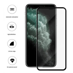 Folie COMANDO Ultra Thin Proof compatibila cu Apple iPhone 11 Pro, Rezistenta ridicata la socuri, Acoperire completa a ecranului, Lipici adeziv pe intreaga suprafata, 0,3 mm, Cadru negru - 3