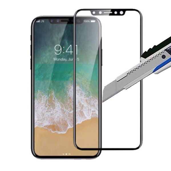 Folie COMANDO Ultra Thin Proof compatibila cu Apple iPhone X|iPhone XS, Rezistenta ridicata la socuri, Acoperire completa a ecranului, Lipici adeziv pe intreaga suprafata, 0,3 mm, Cadru negru - 2