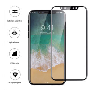 Folie COMANDO Ultra Thin Proof compatibila cu Apple iPhone X|iPhone XS, Rezistenta ridicata la socuri, Acoperire completa a ecranului, Lipici adeziv pe intreaga suprafata, 0,3 mm, Cadru negru - 3