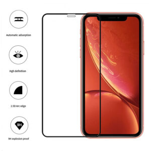 Folie COMANDO Ultra Thin Proof compatibila cu Apple iPhone XR, Rezistenta ridicata la socuri, Acoperire completa a ecranului, Lipici adeziv pe intreaga suprafata, 0,3 mm, Cadru negru - 3