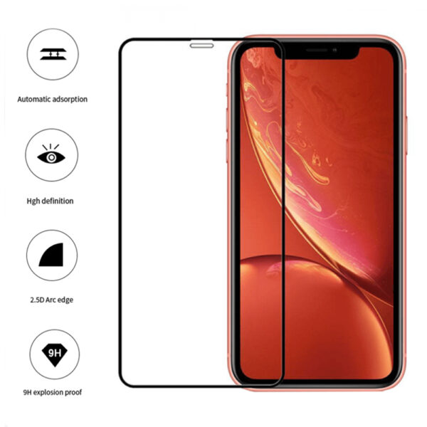 Folie COMANDO Ultra Thin Proof compatibila cu Apple iPhone XR, Rezistenta ridicata la socuri, Acoperire completa a ecranului, Lipici adeziv pe intreaga suprafata, 0,3 mm, Cadru negru - 3