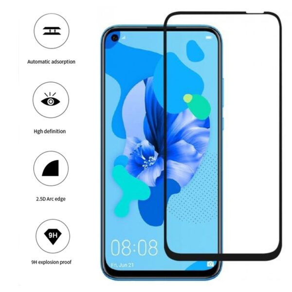 Folie COMANDO Ultra Thin Proof compatibila cu Huawei P40 Lite E, Rezistenta ridicata la socuri, Acoperire completa a ecranului, Lipici adeziv pe intreaga suprafata, 0,3 mm, Cadru negru - 3