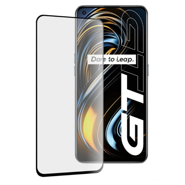 Folie COMANDO Ultra Thin Proof compatibila cu Realme GT 5G, Rezistenta ridicata la socuri, Acoperire completa a ecranului, Lipici adeziv pe intreaga suprafata, 0,3 mm, Cadru negru