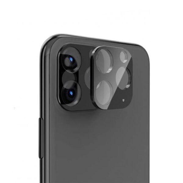 Folie protectie camera compatibila cu iPhone 12 Pro Max, Sticla Full Glue, Instant Fit, Hidrofoba, Oleofoba, Acoperire completa, Negru - 2