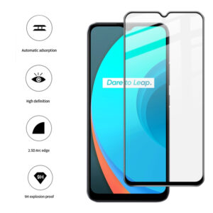 Folie COMANDO Ultra Thin Proof compatibila cu Realme C11, Rezistenta ridicata la socuri, Acoperire completa a ecranului, Lipici adeziv pe intreaga suprafata, 0,3 mm, Cadru negru - 2