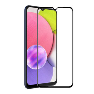 Folie COMANDO Ultra Thin Proof compatibila cu Samsung Galaxy A03, Rezistenta ridicata la socuri, Acoperire completa a ecranului, Lipici adeziv pe intreaga suprafata, 0,3 mm, Cadru negru