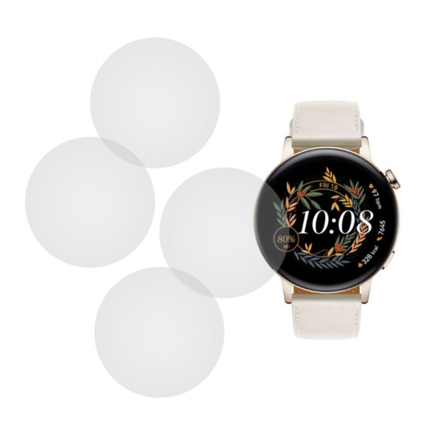 Set 4 x Folie compatibila cu Huawei Watch GT 3 42 mm, InvisiFlex Full Glue, Silicon hydrogel regenerabil, Anti soc si anti spargeri, SlimLine NanoShield, Transparenta