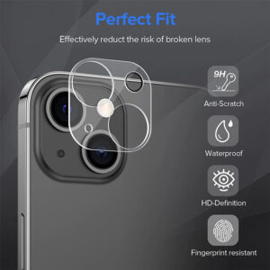 Folie protectie camera compatibila cu iPhone 15 Plus, Sticla Full Glue, Hard to crack, Aplicare Instant, Transparent - 2