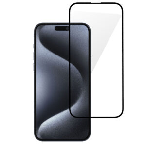 Folie sticla ProElite Protection compatibila cu Apple iPhone 15 Pro Max, Ultra Rezistenta, Full Cover, Full Glue, Calitate Premium, Margini negre