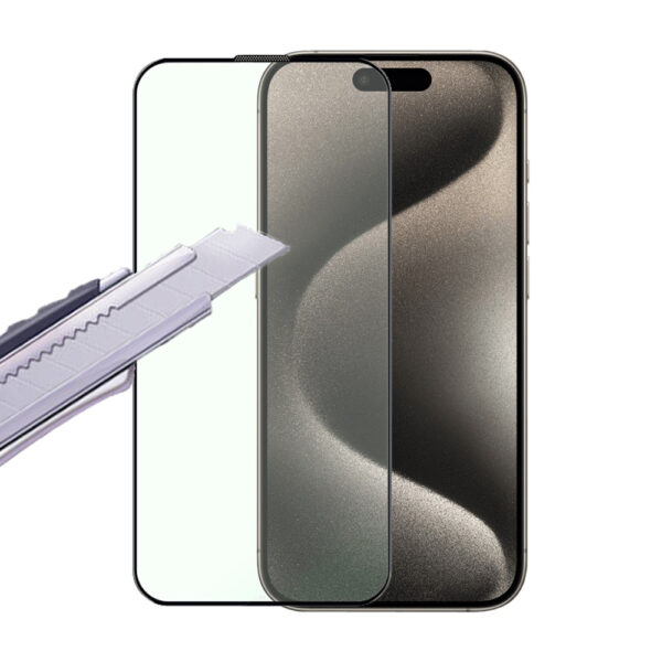 Folie COMANDO Ultra Thin Proof compatibila cu Apple iPhone 15 Pro Max, Rezistenta ridicata la socuri, Acoperire completa a ecranului, Lipici adeziv pe intreaga suprafata, 0,3 mm, Cadru negru - 2