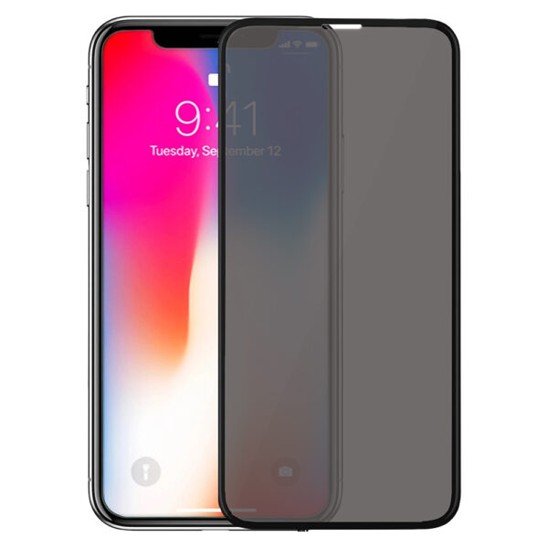 Folie Anti-Spy compatibila cu Apple iPhone X| iPhone XS, COMANDO Privacy, Filtru de confidentialitate, Protectie intimitate, Calitate japoneza, Adeziv complet, Negru