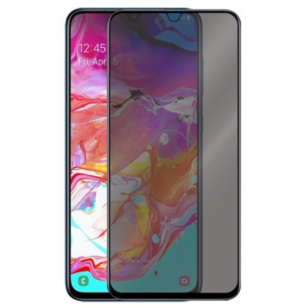 Folie Anti-Spy compatibila cu Samsung Galaxy A70, COMANDO Privacy, Filtru de confidentialitate, Protectie intimitate, Calitate japoneza, Adeziv complet, Negru