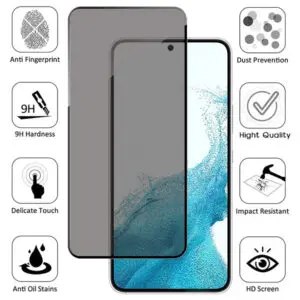 Folie Anti-Spy compatibila cu Samsung Galaxy S22 Plus, COMANDO Privacy, Filtru de confidentialitate, Protectie intimitate, Calitate japoneza, Adeziv complet, Negru - 3