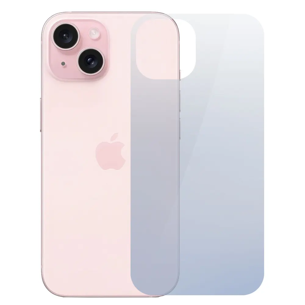 Folie InvisibleBack compatibila cu Apple iPhone 15, Protectie carcasa spate, Polimer siliconic, Adeziv premium, Montare usoara, Fara lichid, Regenerabila, Full Glue