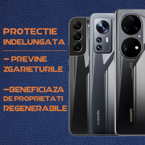 Folie Back Shield compatibila cu OnePlus 7 Pro, Protectie spate, Hidrogel in 3 straturi, Anti-ingalbenire, Anti-UV, Regenerabila, Anti-soc, Instalare usoara - 5