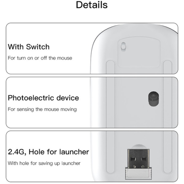 Mouse wireless Yesido, Design ergonomic, Culoare Argintiu