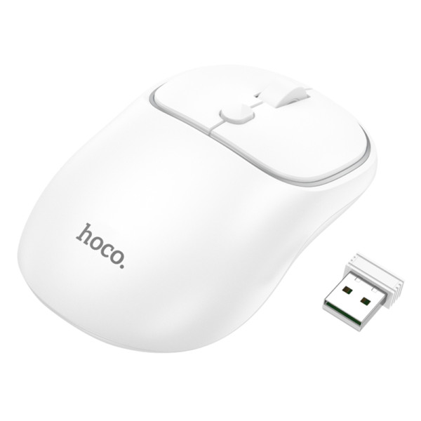 Mouse wireless Hoco Royal, Design ergonomic, Mod dual, Culoare Alb