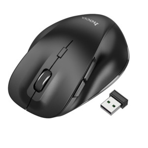 Mouse wireless Hoco Mystic, Design ergonomic, Mod dual, Negru