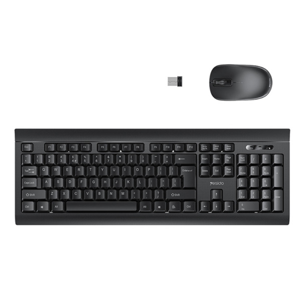 Set mouse si tastatura wireless Yesido Ultimate Confort, Design ergonomic, Negru