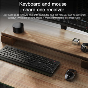 Set mouse si tastatura wireless Yesido Diamond Confort, Design ergonomic, Negru