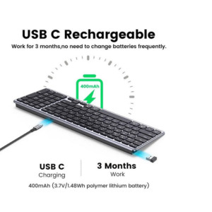 Tastatura wireless Ugreen Slim Confort, Design ergonomic, Negru