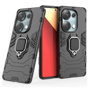 Husa COMANDO Armor Ring compatibila cu Xiaomi Redmi Note 13 Pro 4G / Poco M6 Pro 4G, Tactical Defense Protect, Hybrid Antishock, Placuta metalica integrata pentru prindere suport auto, Inel rotativ 360 grade, PVC si PC, Negru