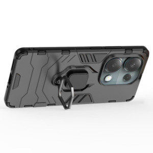 Husa COMANDO Armor Ring compatibila cu Xiaomi Redmi Note 13 Pro 4G / Poco M6 Pro 4G, Tactical Defense Protect, Hybrid Antishock, Placuta metalica integrata pentru prindere suport auto, Inel rotativ 360 grade, PVC si PC, Negru