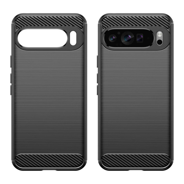 Husa Supreme Carbon compatibila cu Google Pixel 9, Protectie precisa, Design canelat, Margini ranforsate, Anti-amprente, Negru