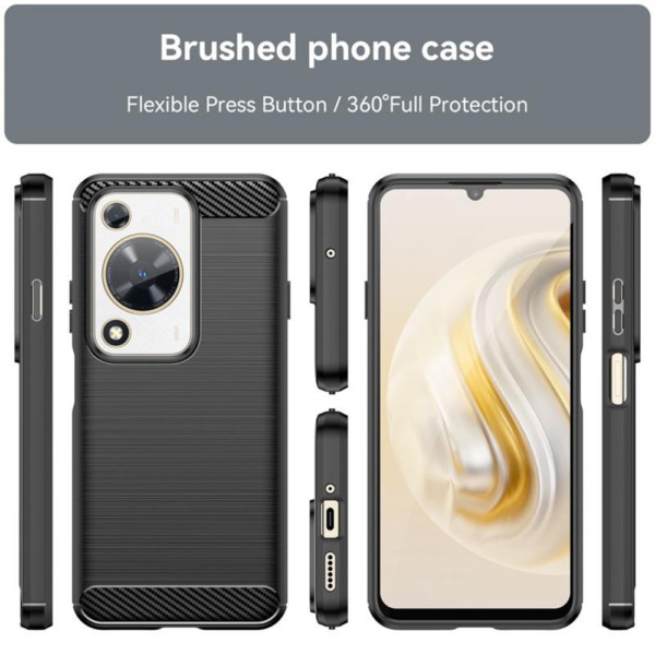 Husa Supreme Carbon compatibila cu Huawei Nova Y72, Protectie precisa, Design canelat, Margini ranforsate, Anti-amprente, Negru