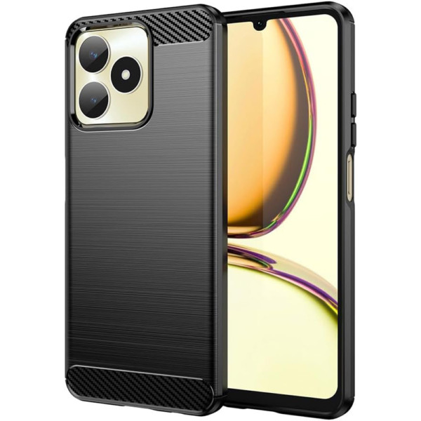 Husa Supreme Carbon compatibila cu Realme C51 / Note 50, Protectie precisa, Design canelat, Margini ranforsate, Anti-amprente, Negru