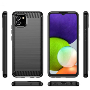 Husa Supreme Carbon compatibila cu Samsung Galaxy A04e / M04, Protectie precisa, Design canelat, Margini ranforsate, Anti-amprente, Negru