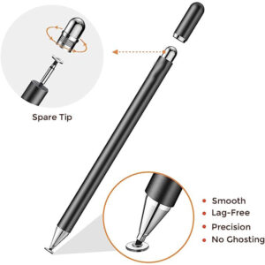 Stylus pen, Universal, Compatibil cu telefoane si tablete, TouchPen Plus, Compact, Confortabil, Ideal pentru scris si desen, Varf siliconic, Negru - 3