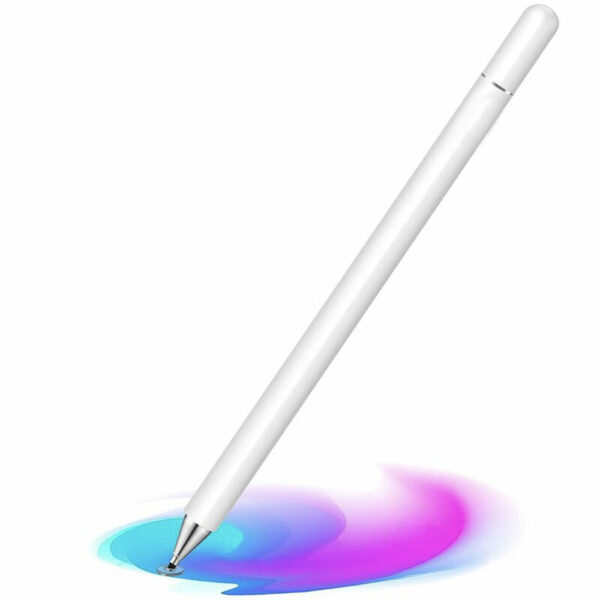 Stylus pen, Universal, Compatibil cu telefoane si tablete, TouchPen Plus, Compact, Confortabil, Ideal pentru scris si desen, Varf siliconic, Alb