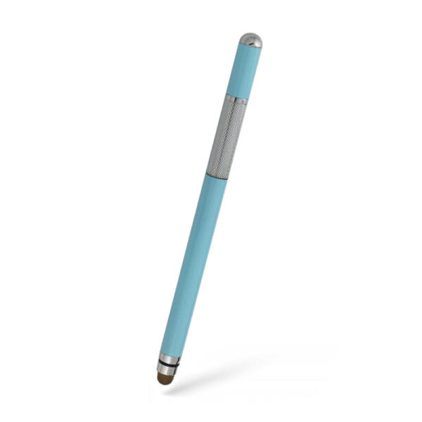 Stylus pen, Universal, Compatibil cu telefoane si tablete, TouchPen Duo, Compact, Confortabil, Ideal pentru scris si desen, Varf siliconic, Turcoaz