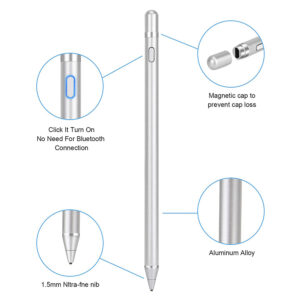 Stylus pen, Activ, Universal, Compatibil cu telefoane si tablete, SmartPen Prime, Compact, Confortabil, Ideal pentru scris si desen, Cablu inclus, Argintiu - 4