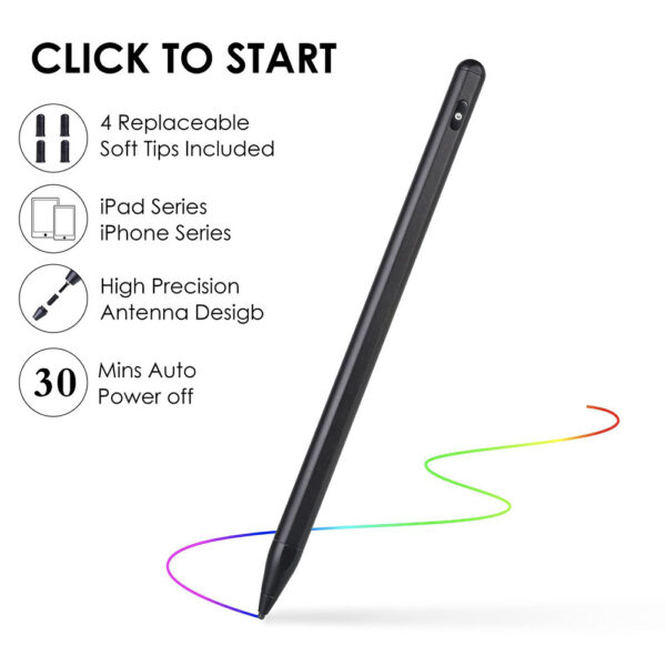 Stylus pen, Activ, Universal, Compatibil cu telefoane si tablete, SmartPen One, Compact, Confortabil, Ideal pentru scris si desen, Cablu inclus, Negru - 5